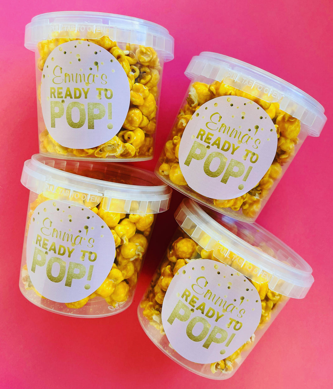 Personalised Gourmet Caramel Popcorn Tubs