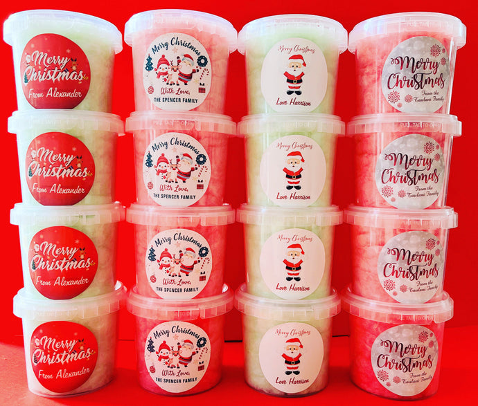 CHRISTMAS Personalised Fairy Floss Tubs